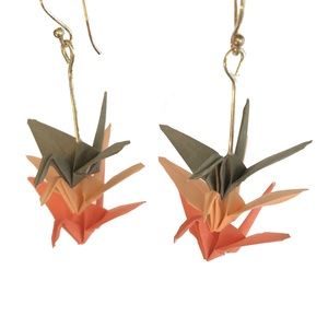 🆕🌸 Triple Paper Crane Earrings in Peach Sorbet